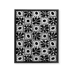 Black and white retro flower art pattern Framed Canvas Print Gallery Image 8