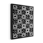 Black and white retro flower art pattern Framed Canvas Print Gallery Image 2