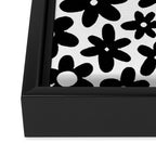 Black and white retro flower pattern Framed Canvas Print Gallery Image 3
