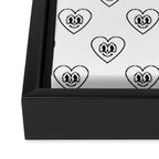 Black and white retro love heart cartoon pattern Framed Canvas Print Gallery Image 3
