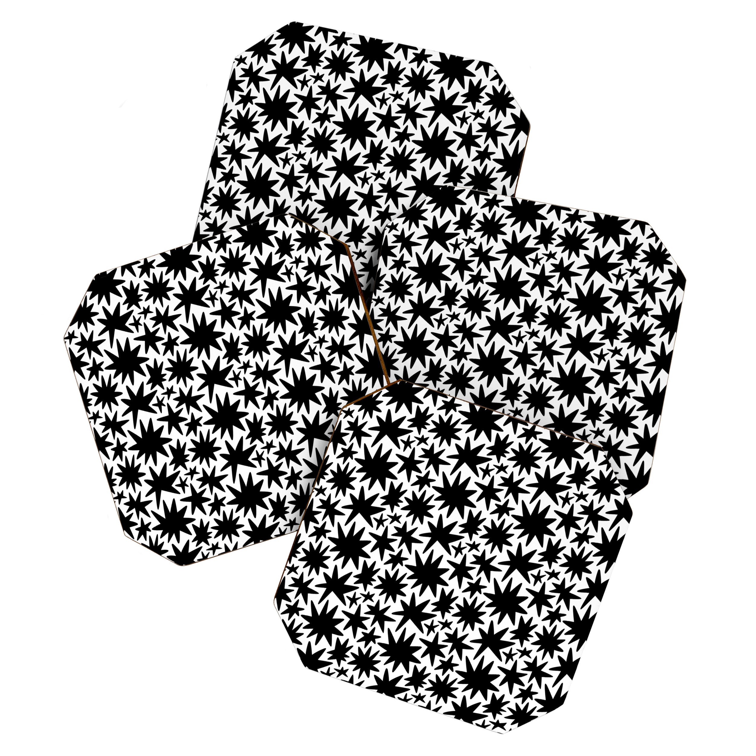 Black and white star shape pattern Coaster Gallery Image 1