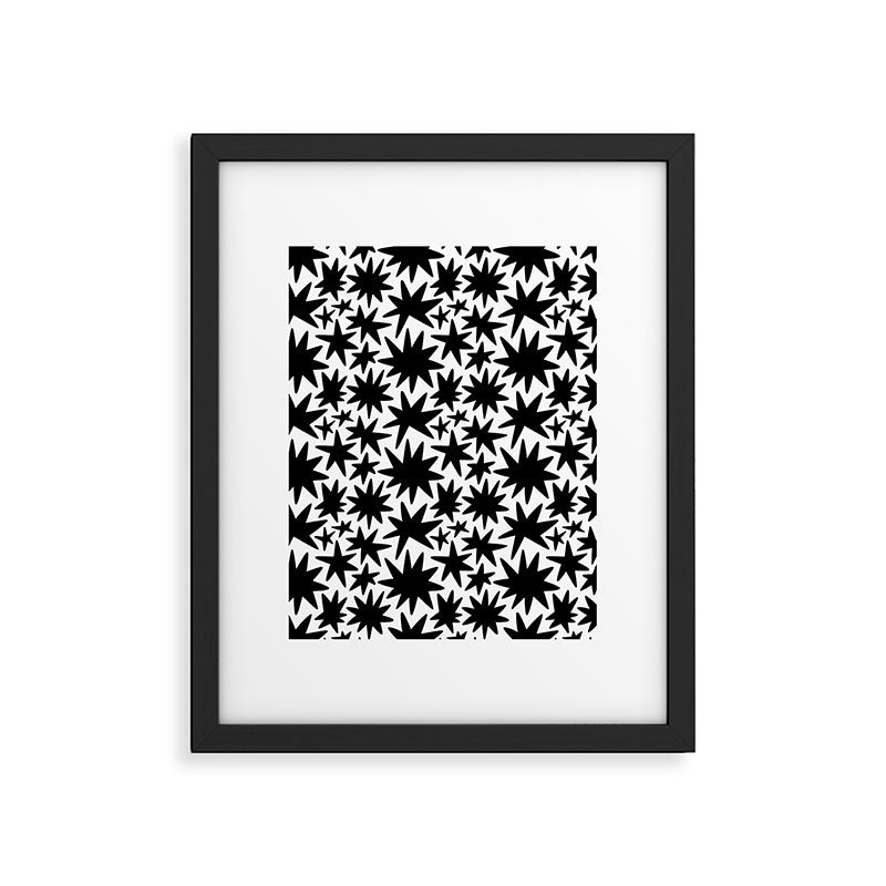 Black and white star shape pattern Framed Art Print Gallery Image 6