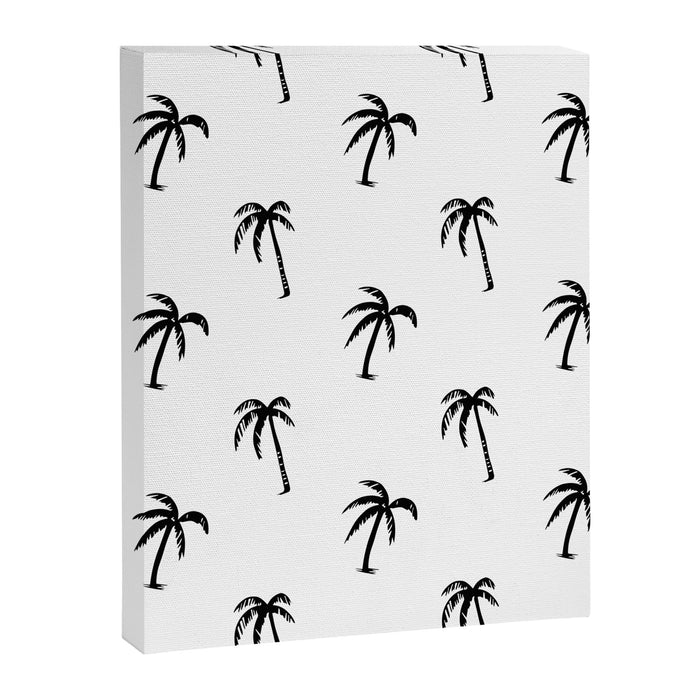 Black and white tropical palm tree pattern Canvas Print Gallery Image 1
