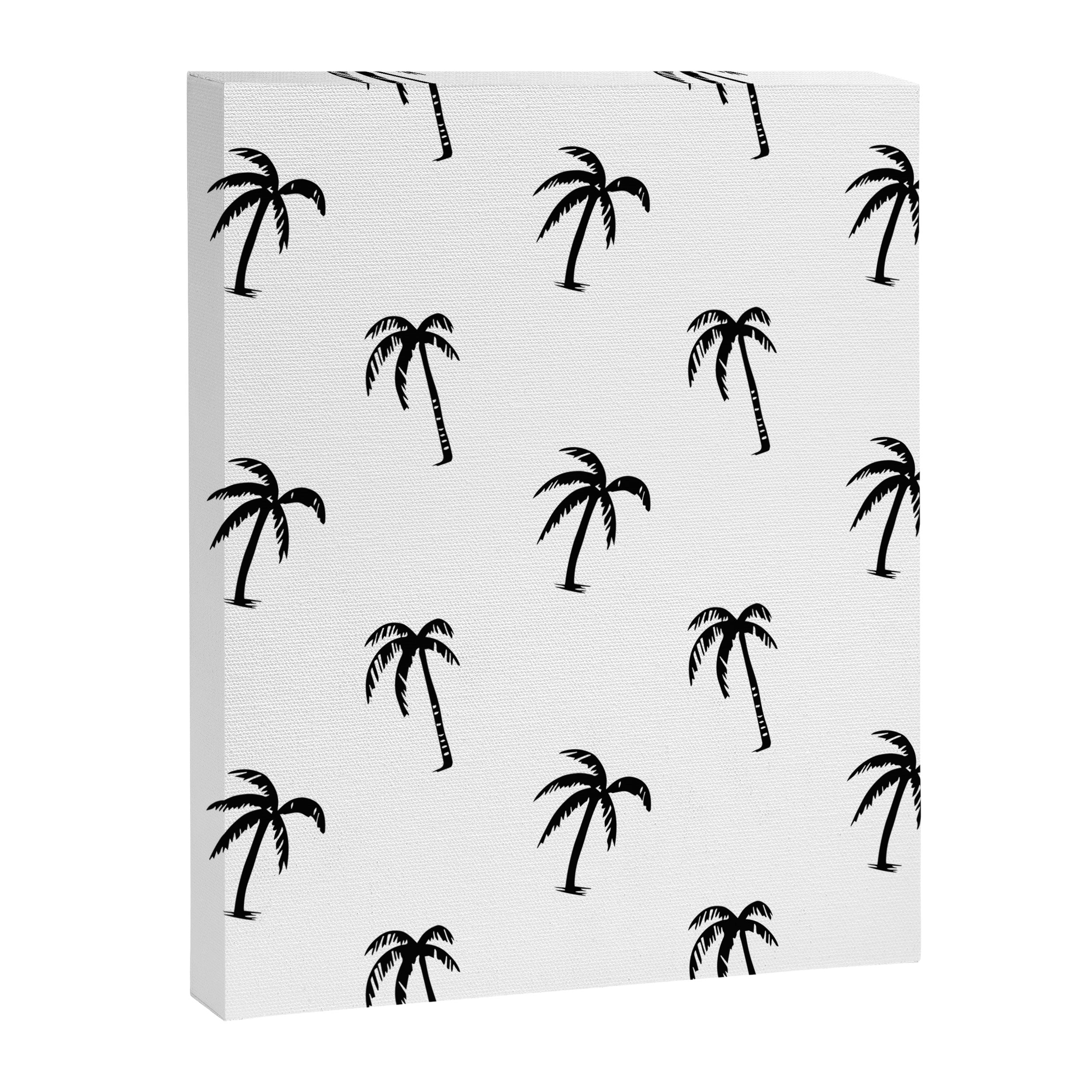Black and white tropical palm tree pattern Canvas Print Gallery Image 8