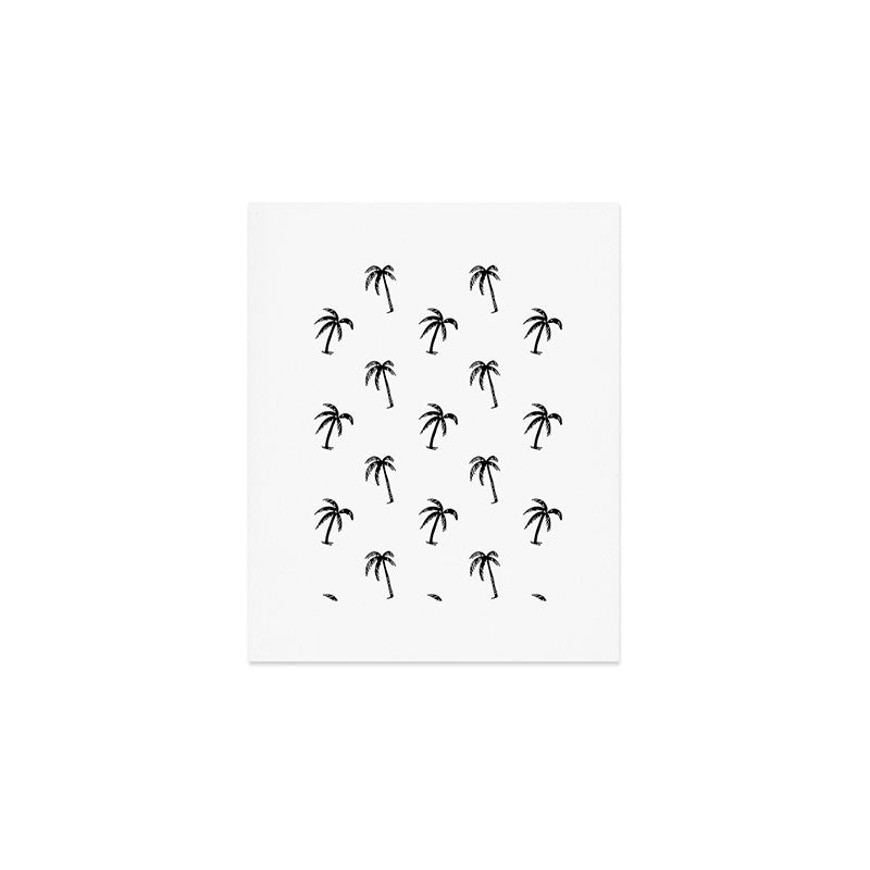 Black and white tropical palm tree pattern Art Print Gallery Image 1