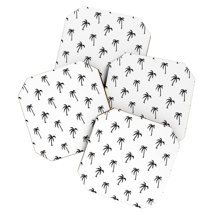 Black and white tropical palm tree pattern Coaster Gallery Image 1