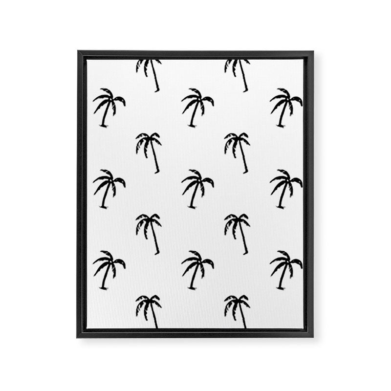 Black and white tropical palm tree pattern Framed Canvas Print Gallery Image 8