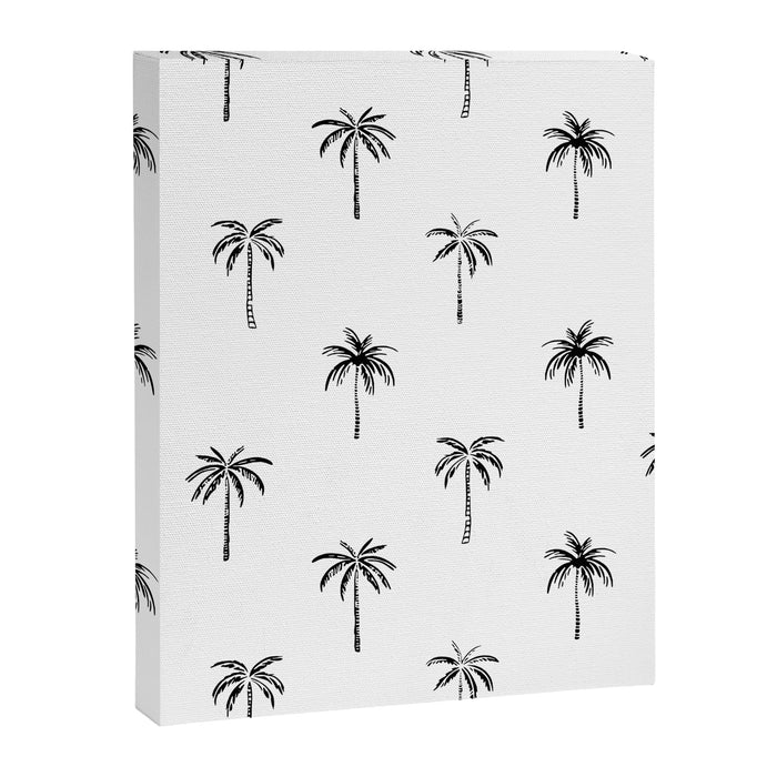 Black and white tropical palm tree pattern Canvas Print Gallery Image 1