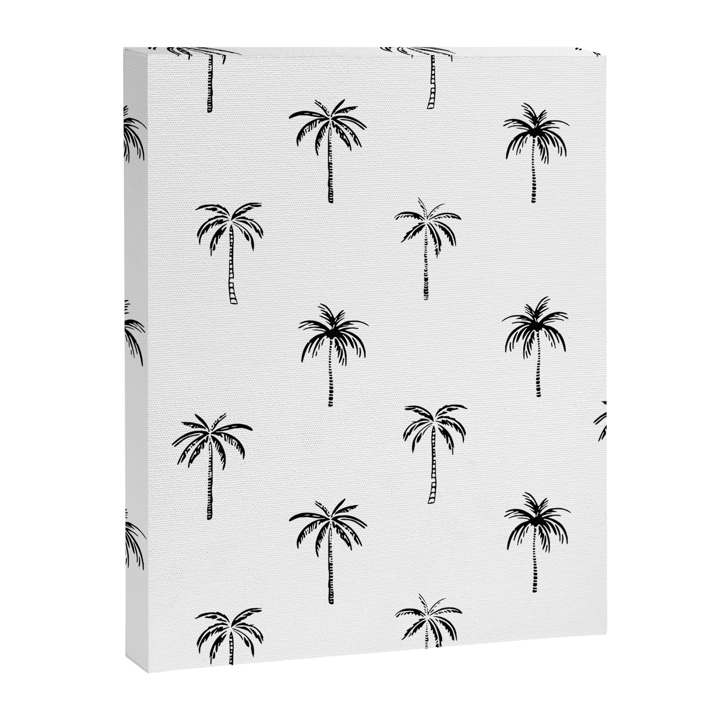 Black and white tropical palm tree pattern Canvas Print Gallery Image 8