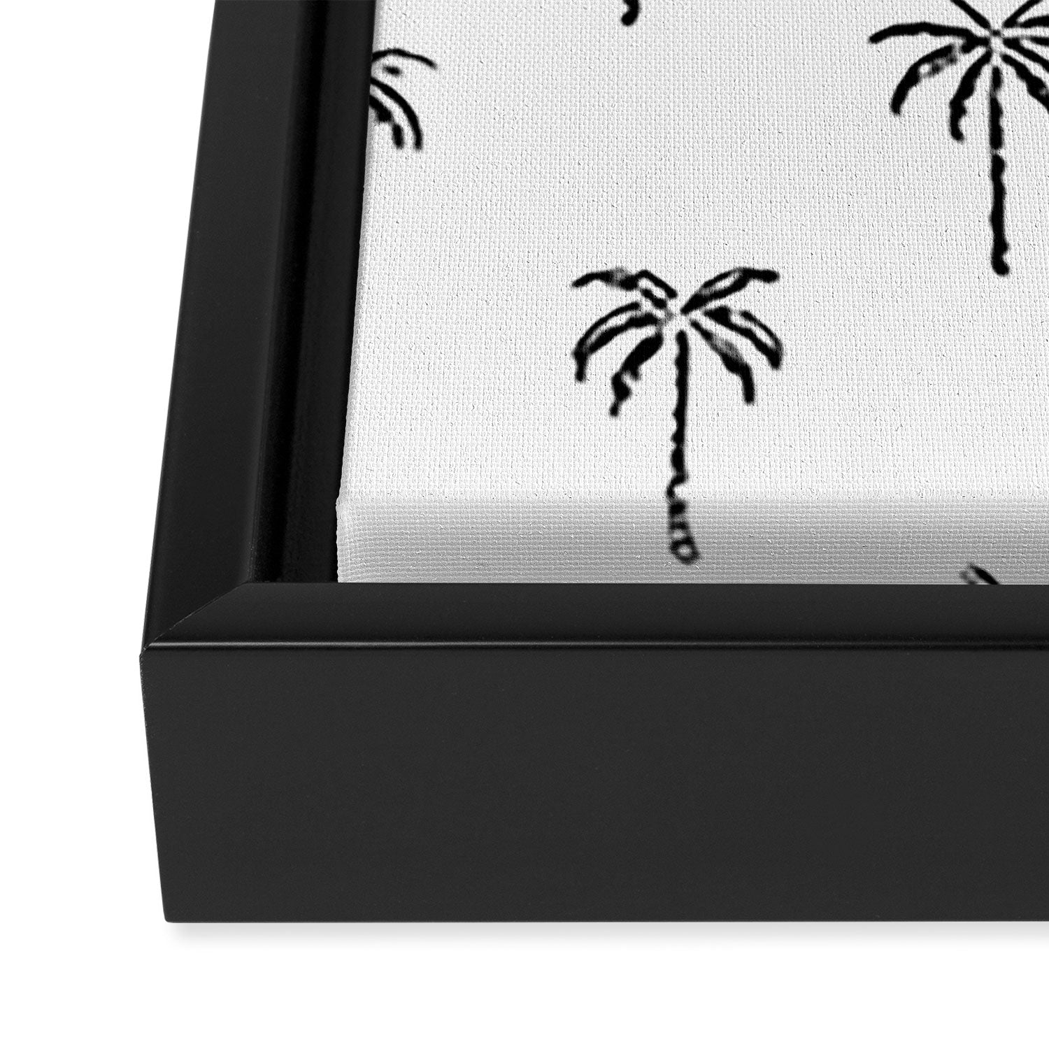 Black and white tropical palm tree pattern Framed Canvas Print Gallery Image 3