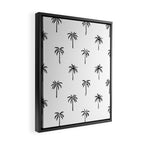 Black and white tropical palm tree pattern Framed Canvas Print Gallery Image 2