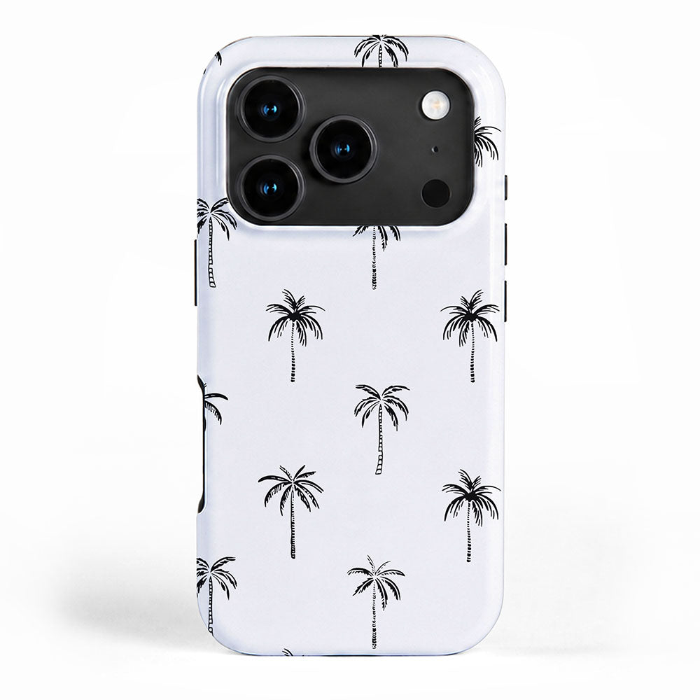 Black and white tropical palm tree pattern iPhone Case Gallery Image 1
