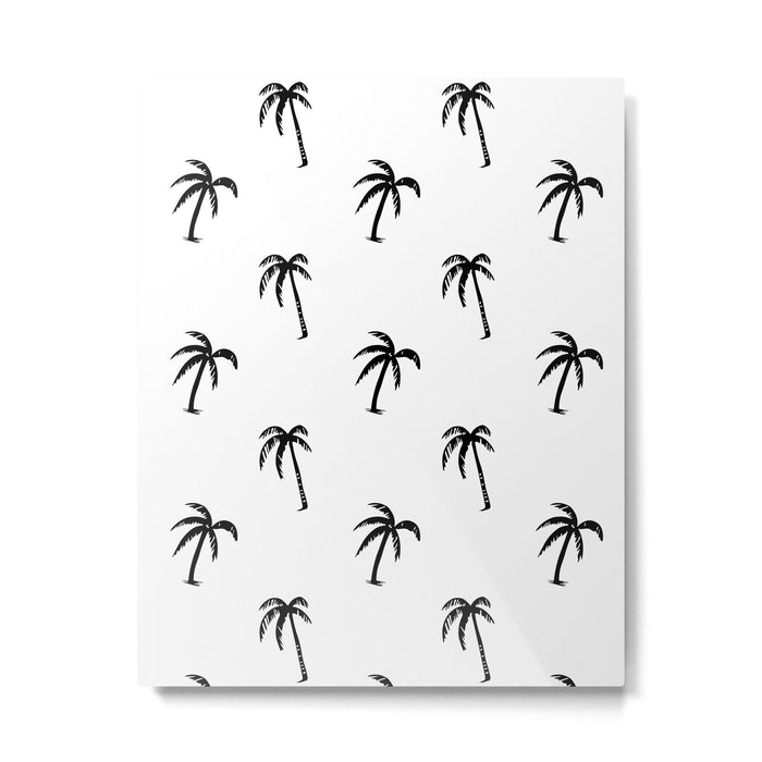 Black and white tropical palm tree pattern Metal Print Gallery Image 1
