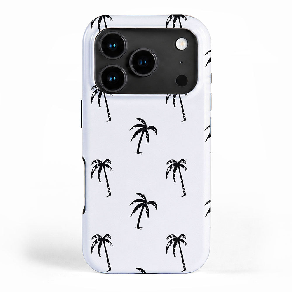Black and white tropical palm tree pattern iPhone Case Gallery Image 1