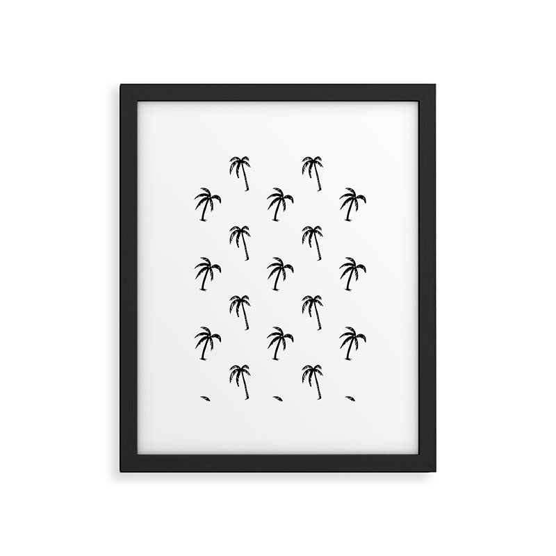 Black and white tropical palm tree pattern Framed Art Print Gallery Image 6