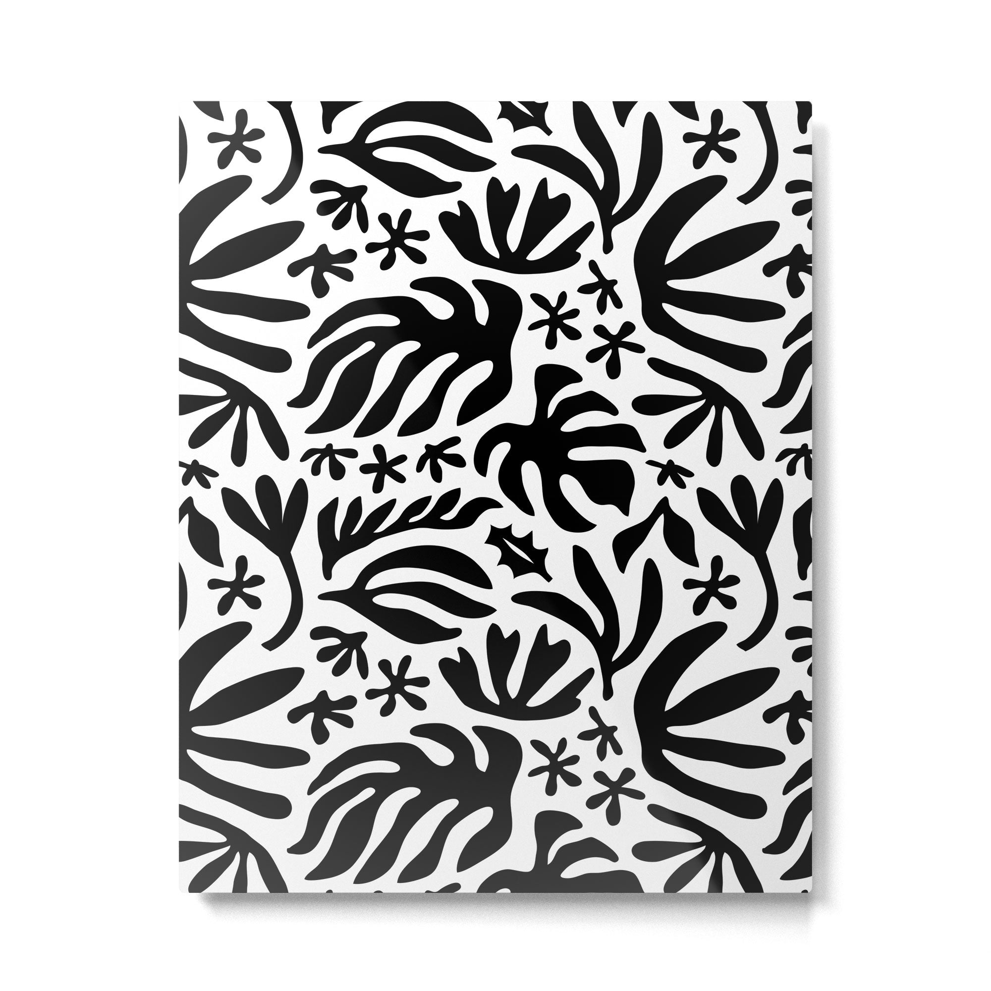 Black and white tropical summer nature pattern Metal Print Gallery Image 6