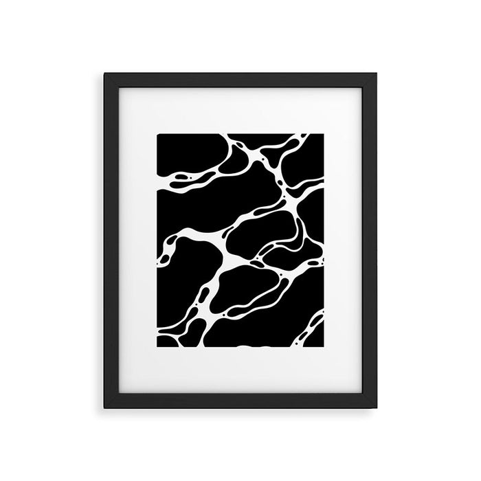 Black and white water wave ripple pattern Framed Art Print Gallery Image 1