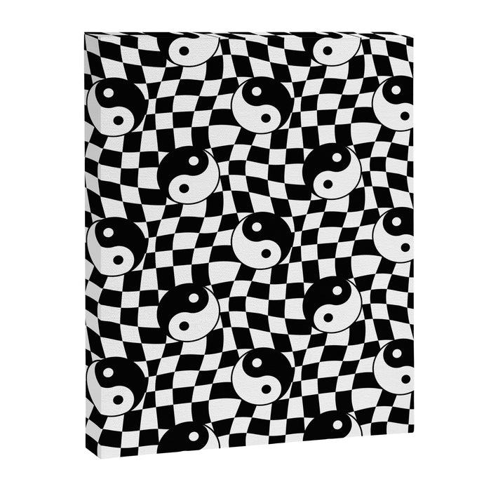 Black and white yin yang checkered pattern Canvas Print Gallery Image 1