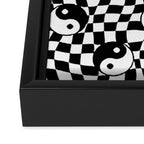 Black and white yin yang checkered pattern Framed Canvas Print Gallery Image 3