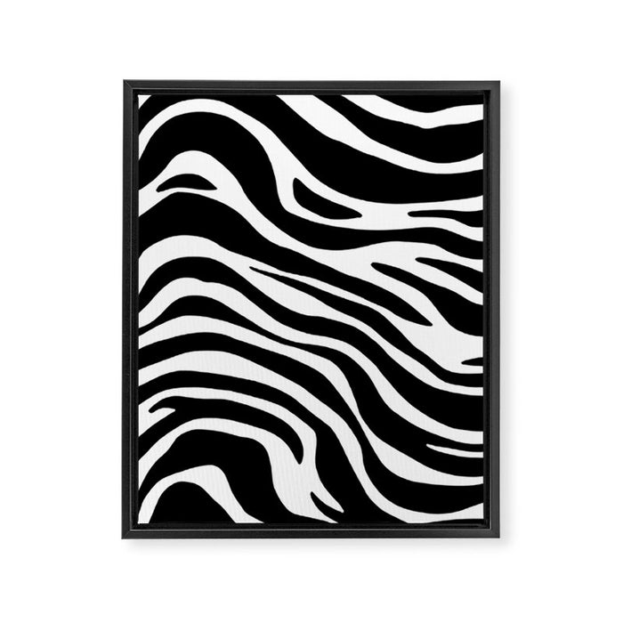 Black and white zebra stripe pattern Framed Canvas Print Gallery Image 1