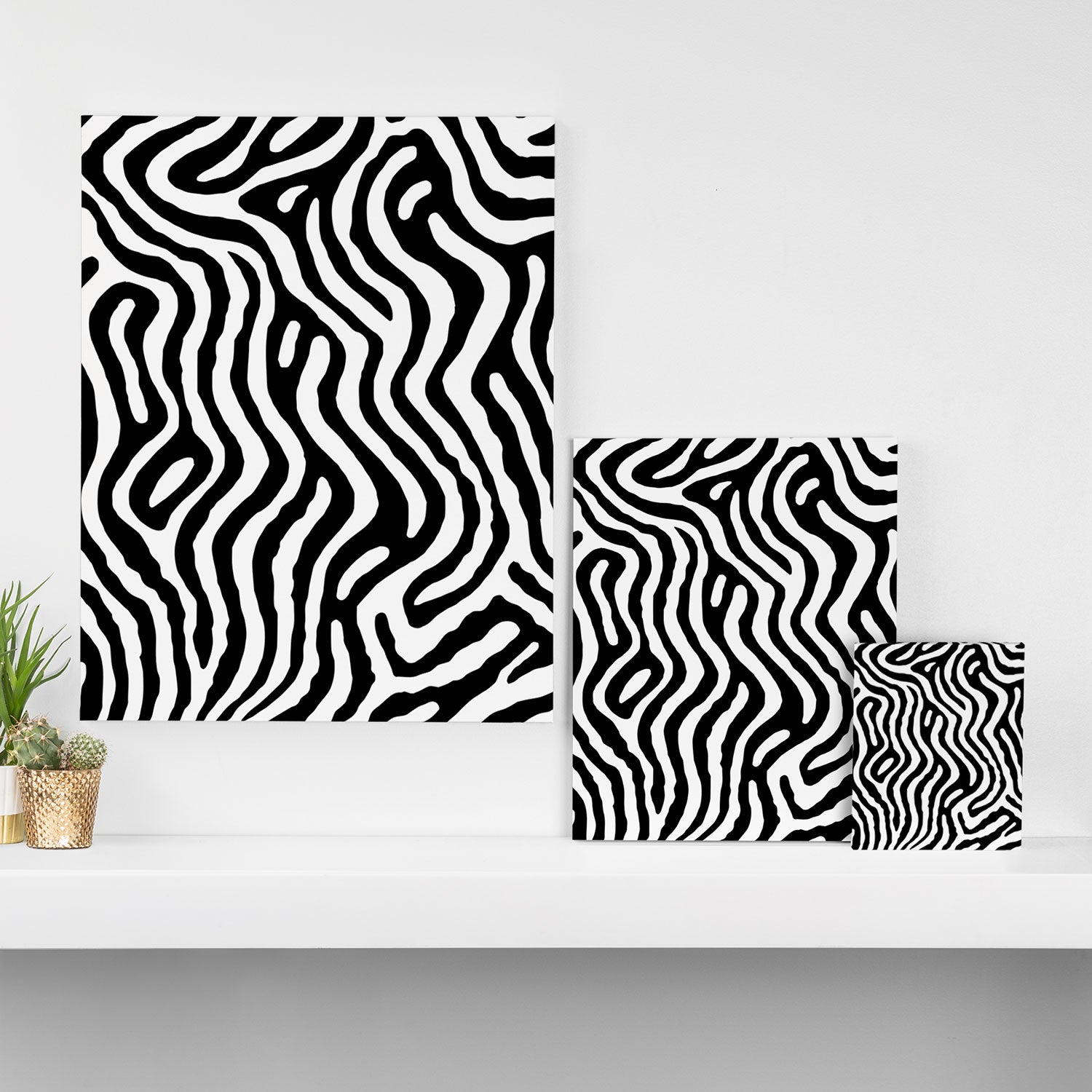 Black and white zebra stripe print art pattern Canvas Print Gallery Image 3