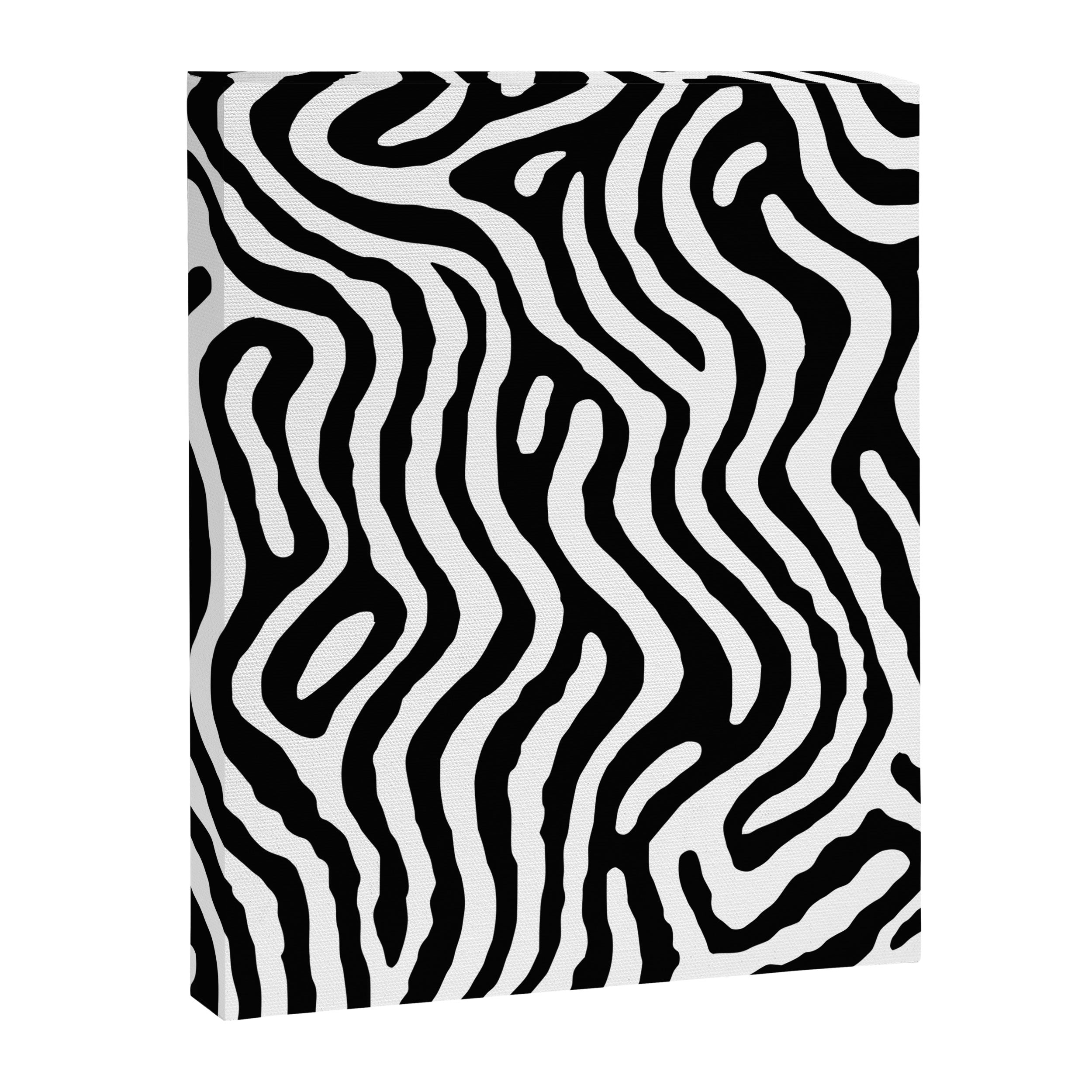 Black and white zebra stripe print art pattern Canvas Print Gallery Image 3