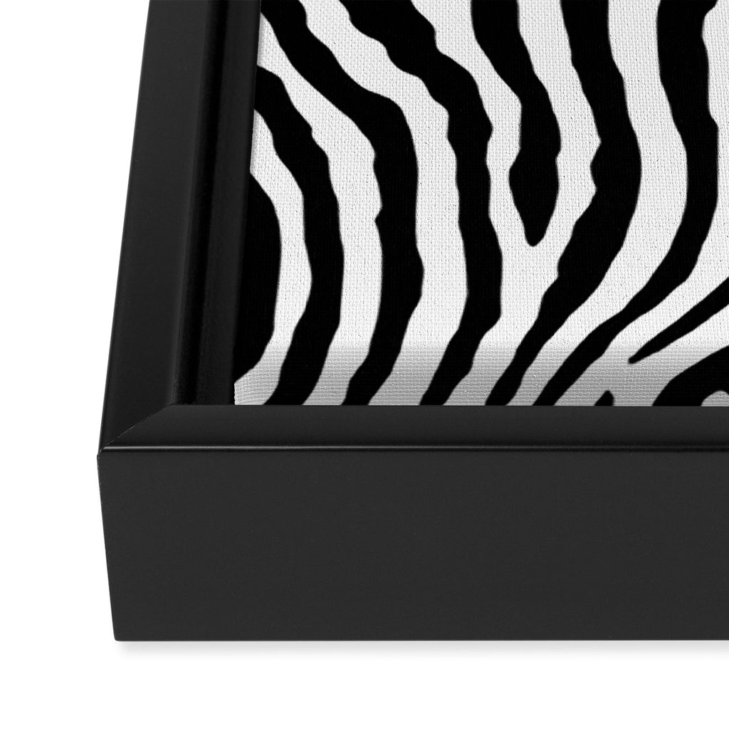 Black and white zebra stripe print art pattern Framed Canvas Print Gallery Image 3