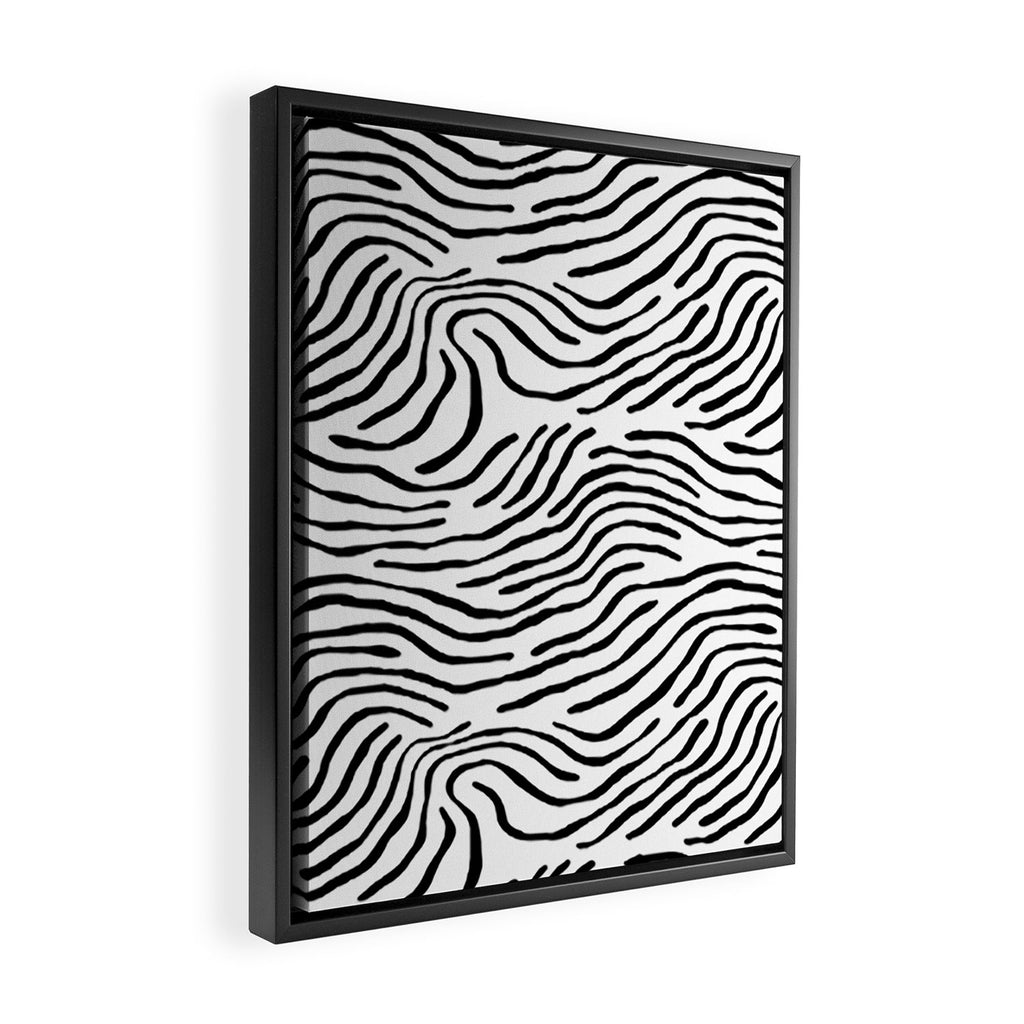 Black and white zebra stripe print art pattern Framed Canvas Print Gallery Image 2