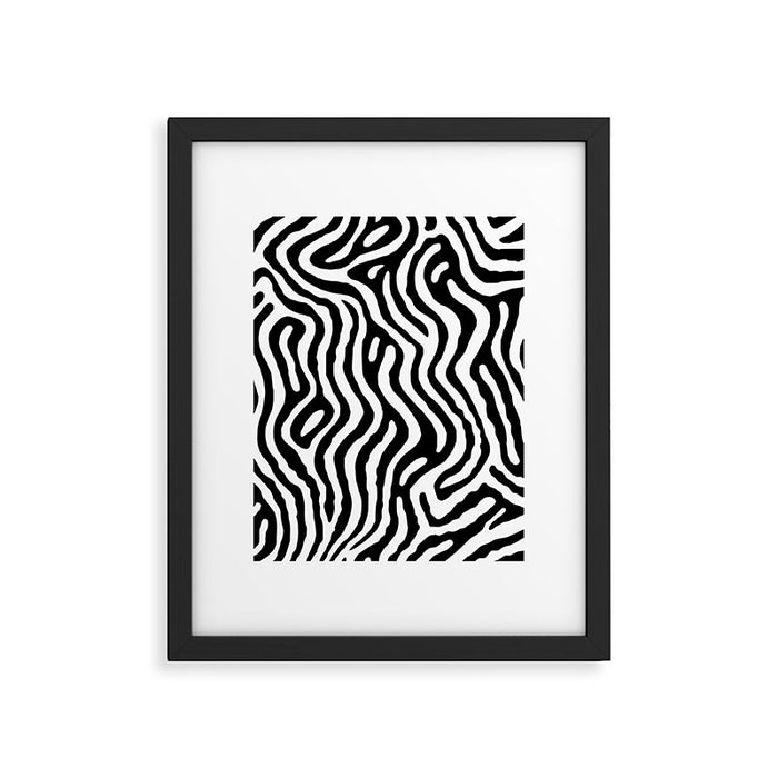Black and white zebra stripe print art pattern Framed Art Print Gallery Image 1