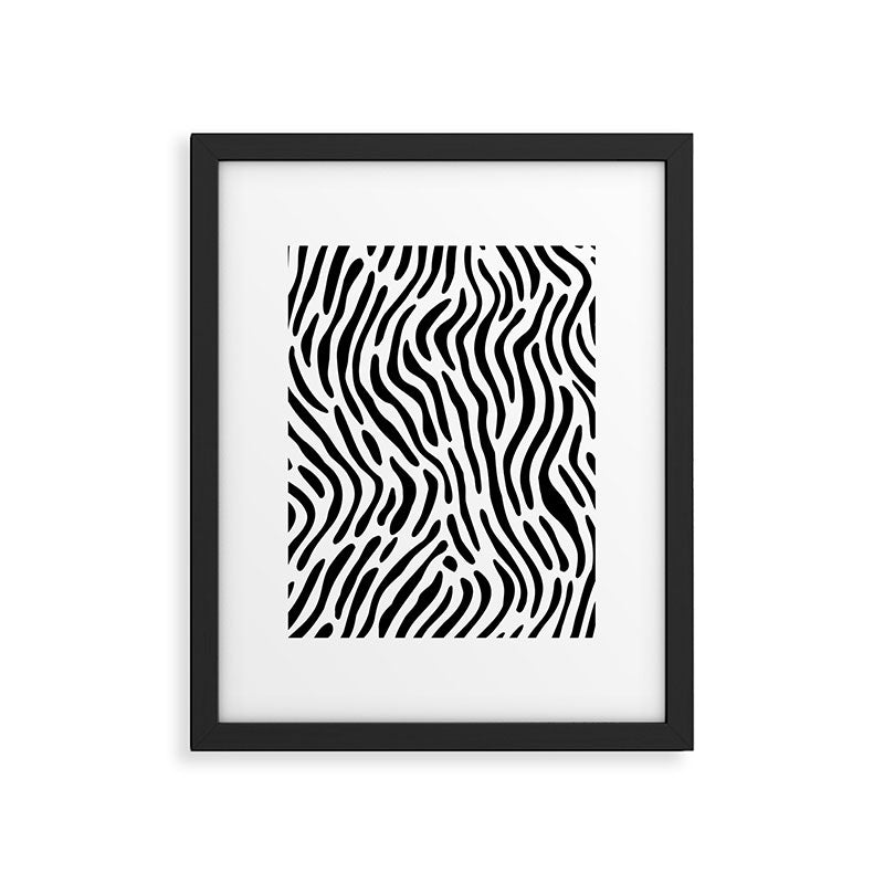 Black and white zebra stripe print art pattern Framed Art Print Gallery Image 6