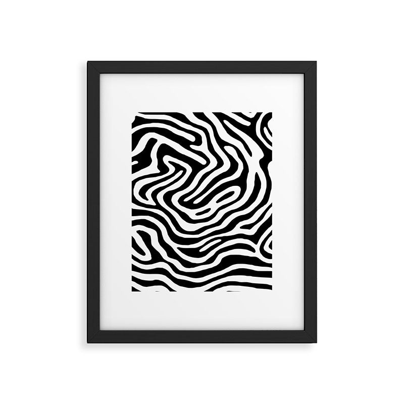 Black and white zebra stripe print art pattern Framed Art Print Gallery Image 6