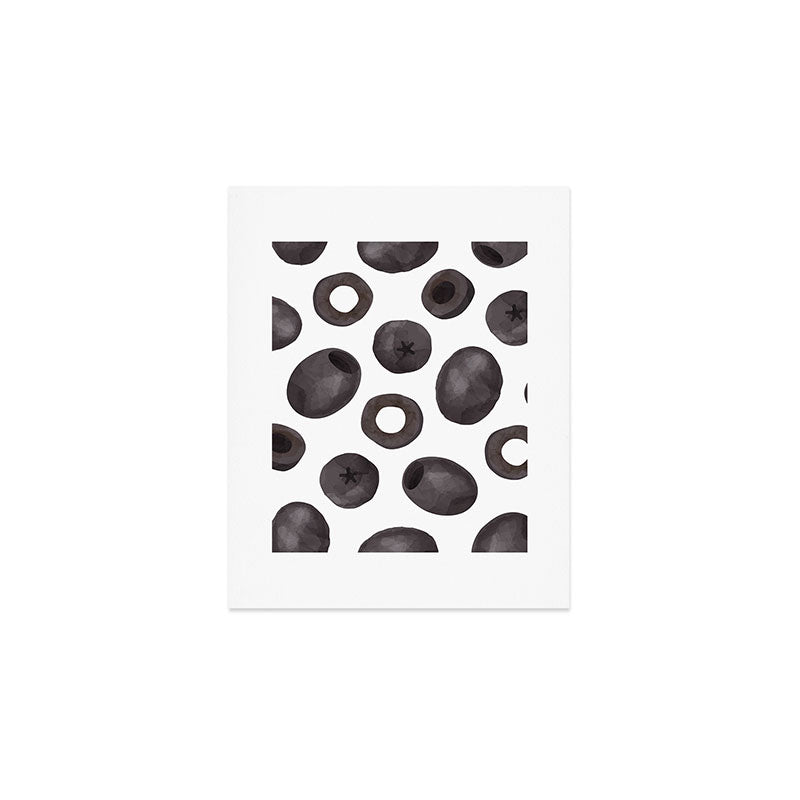 Black olive watercolor pattern print Art Print Gallery Image 1