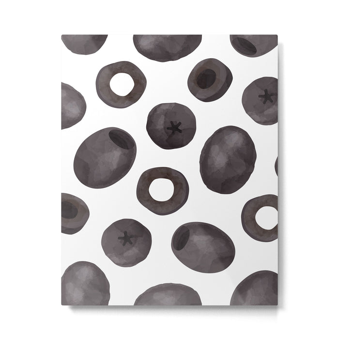 Black olive watercolor pattern print Metal Print Gallery Image 1