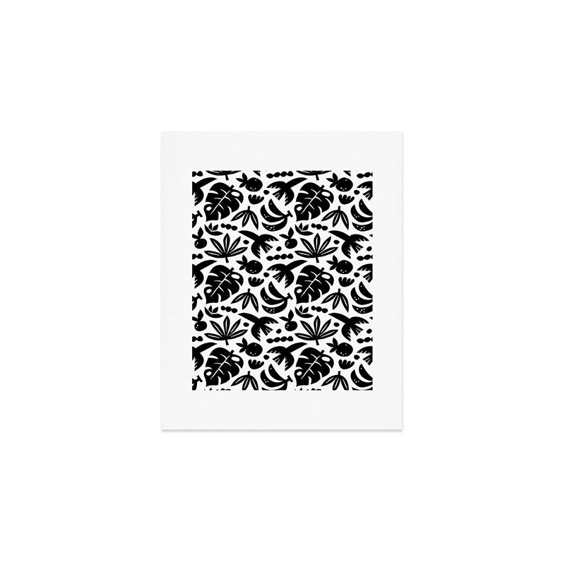 Black tropical summer nature art pattern Art Print Gallery Image 1
