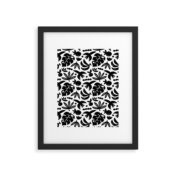 Black tropical summer nature art pattern Framed Art Print Gallery Image 1
