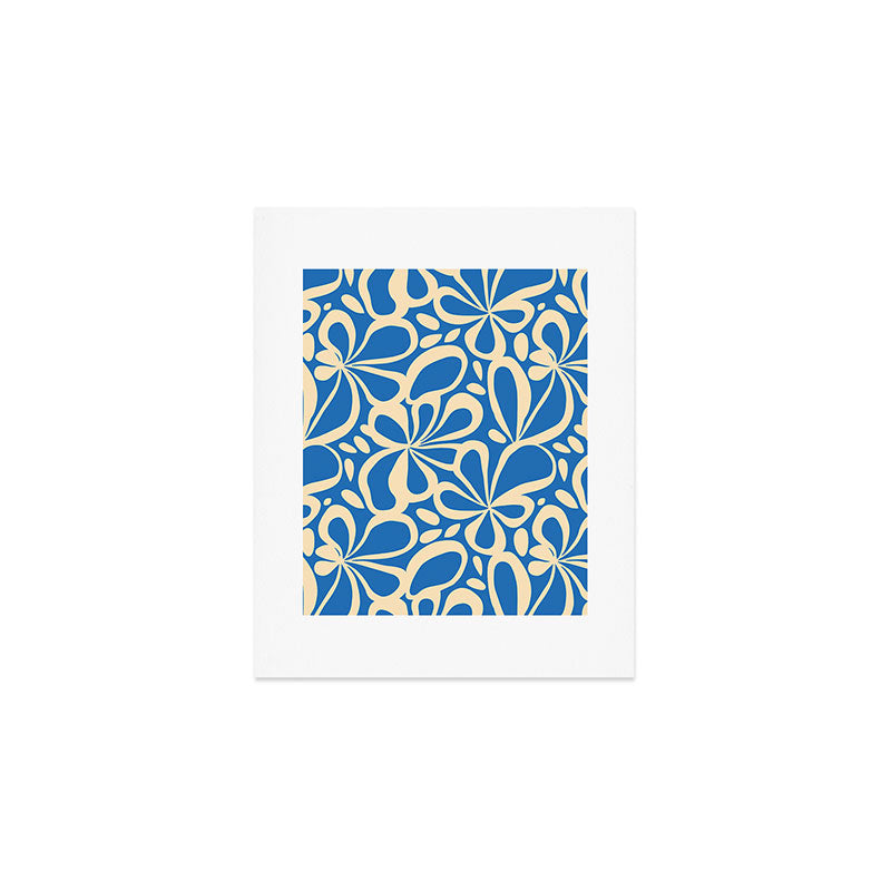 Blue abstract flower art pattern Art Print Gallery Image 1