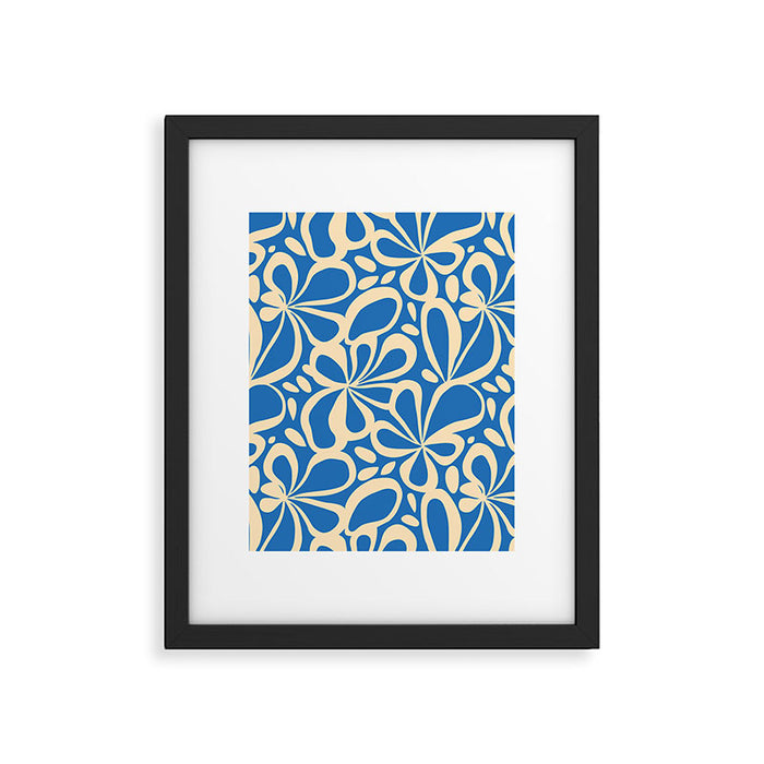 Blue abstract flower art pattern Framed Art Print Gallery Image 1