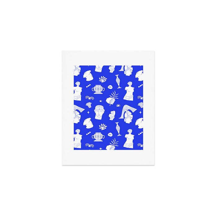 Blue ancient greek art statue pattern Art Print Gallery Image 1