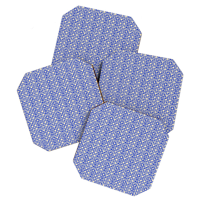 Blue children shape mosaic art pattern Coaster Gallery Image 1