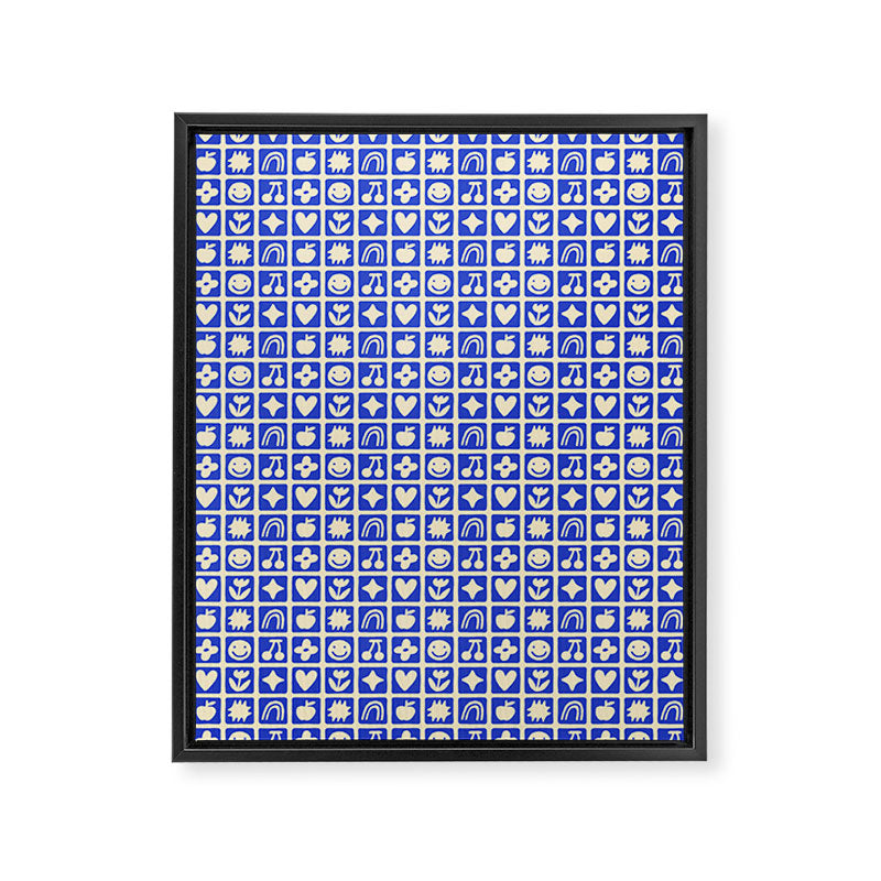 Blue children shape mosaic art pattern Framed Canvas Print Gallery Image 6
