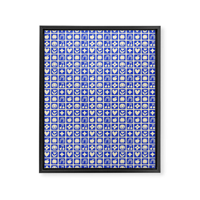 Blue children shape mosaic art pattern Framed Canvas Print Gallery Image 1