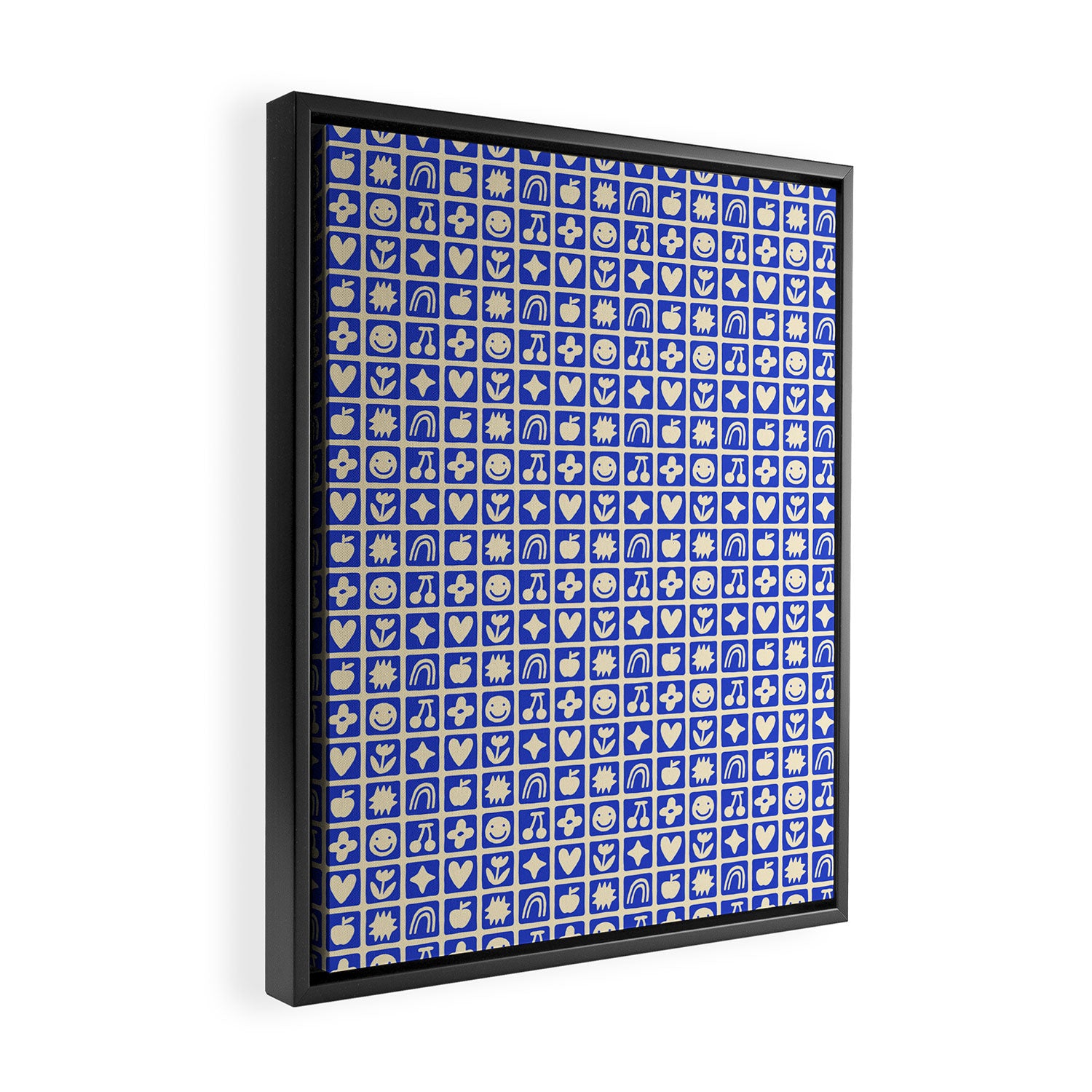 Blue children shape mosaic art pattern Framed Canvas Print Gallery Image 2