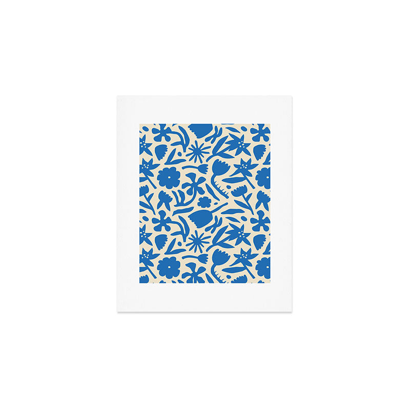 Blue flower nature art pattern Art Print Gallery Image 1