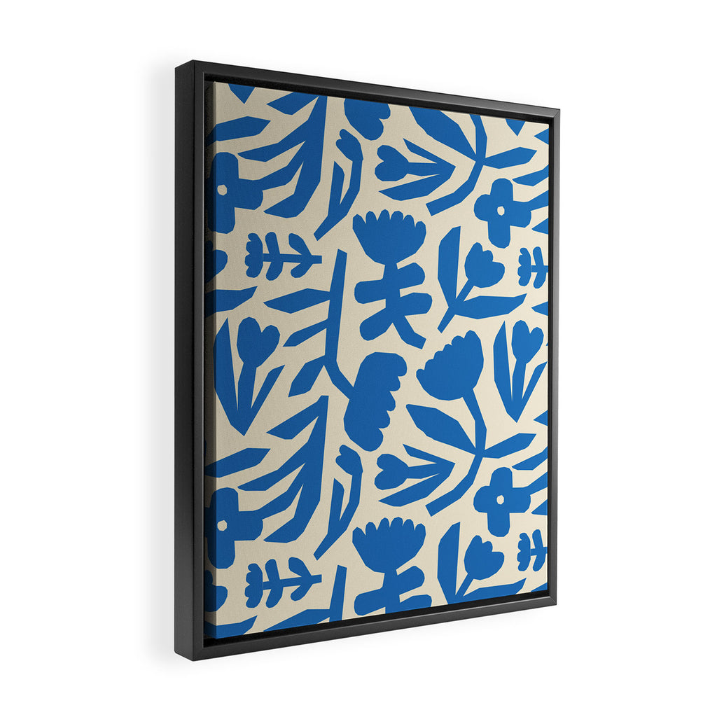 Blue flower nature art pattern Framed Canvas Print Gallery Image 2