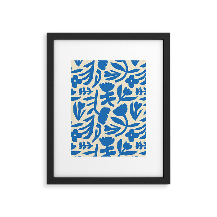 Blue flower nature art pattern Framed Art Print Gallery Image 1