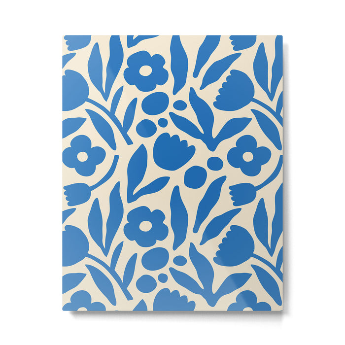 Blue flower nature art pattern Metal Print Gallery Image 1