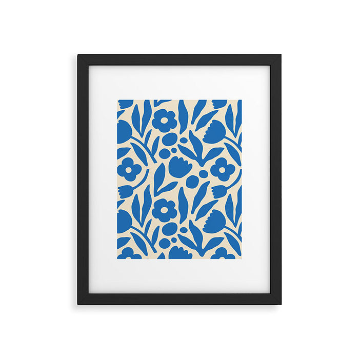 Blue flower nature art pattern Framed Art Print Gallery Image 1