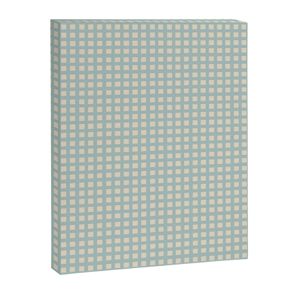 Blue geometric gingham grid art pattern Canvas Print Gallery Image 6