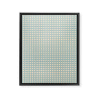 Blue geometric gingham grid art pattern Framed Canvas Print Gallery Image 6