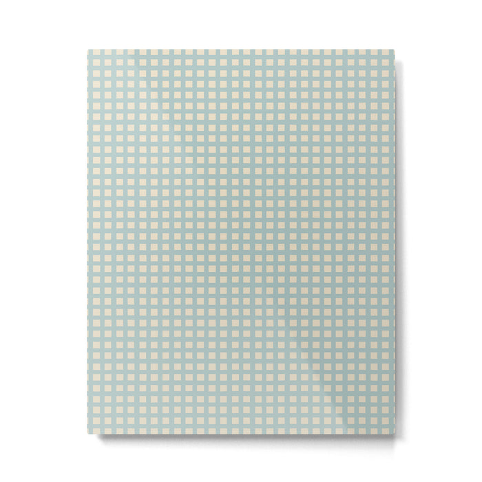 Blue geometric gingham grid art pattern Metal Print Gallery Image 1